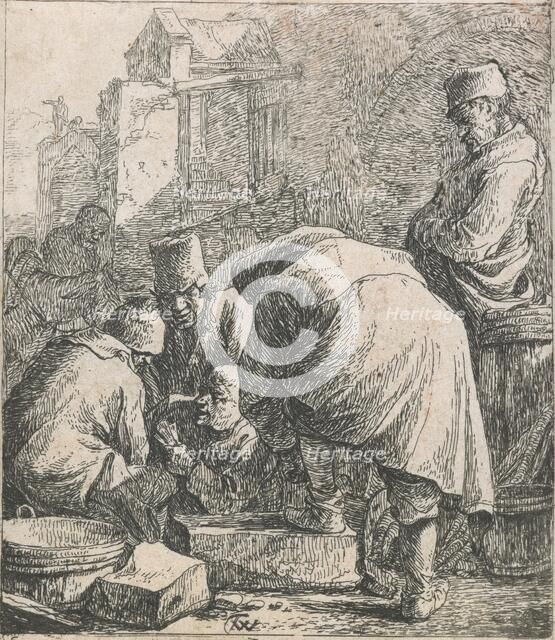 Man adjusting his footwear, 1631-1677. Creator: Thomas Wyck.