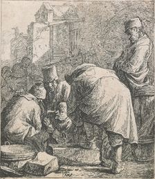 Man adjusting his footwear, 1631-1677. Creator: Thomas Wyck