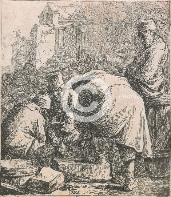 Man adjusting his footwear,  1631-1677. Creator: Thomas Wyck.