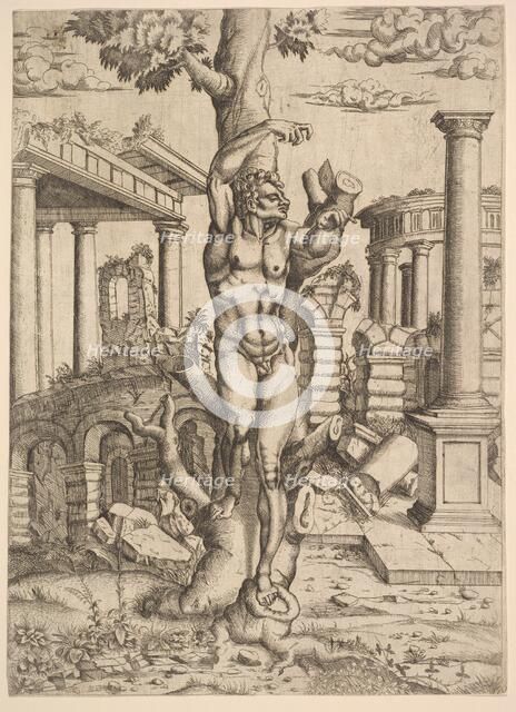 Man Against a Tree, ca. 1543-44. Creator: Master IQV.