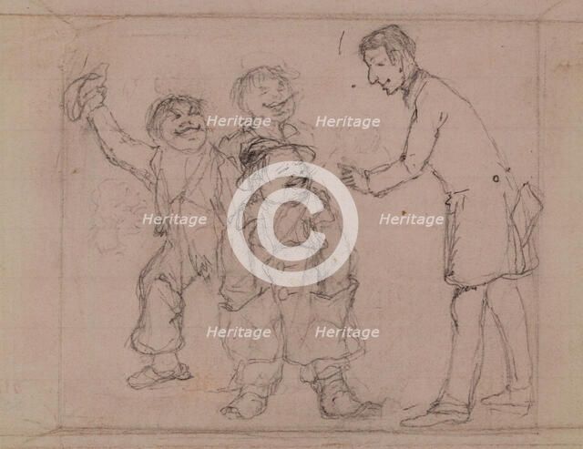 Man and Three Boys, c1820-1865. Creator: David Claypoole Johnston.