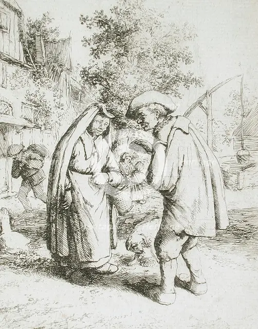 Man and Woman Talking, c1650. Creator: Adriaen van Ostade.