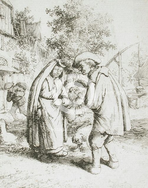 Man and Woman Talking, c1650. Creator: Adriaen van Ostade.