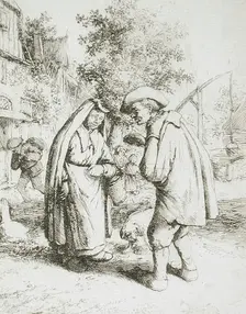 Man and Woman Talking, c1650. Creator: Adriaen van Ostade