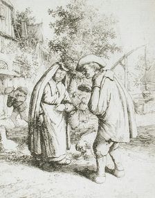 Man and Woman Talking, c1650. Creator: Adriaen van Ostade