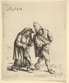 Man and Woman Walking, 1610-85. Creator: Adriaen van Ostade