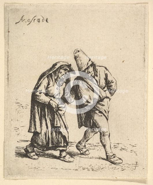 Man and Woman Walking, 1610-85. Creator: Adriaen van Ostade.