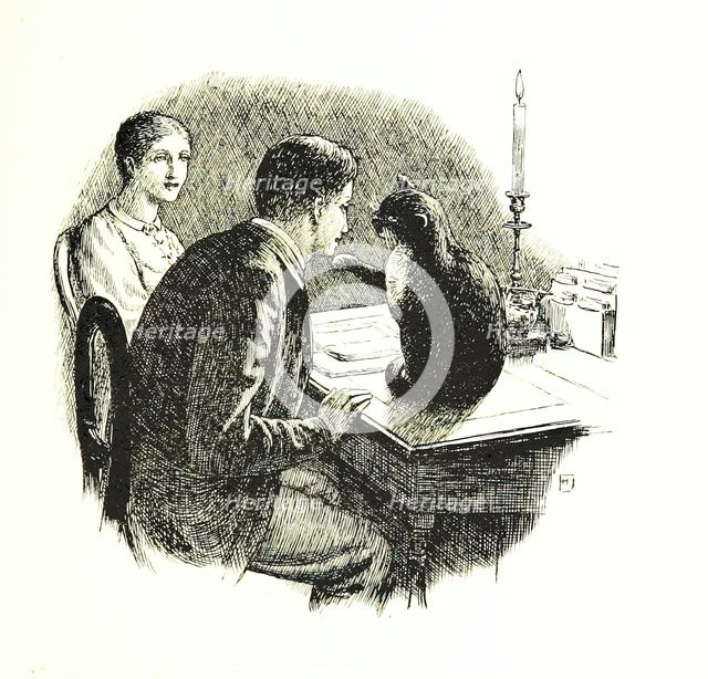 Man and woman with a cat, 1896.  Creator: Unknown.
