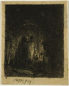 Man and Woman with Lanterns, n.d. Creator: Charles Emile Jacque