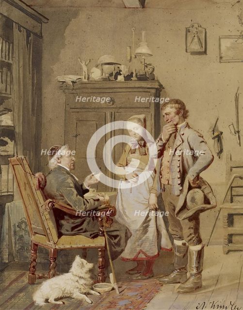 Man and Woman before Priest, mid 19th century. Creator: Albrecht Kindler.