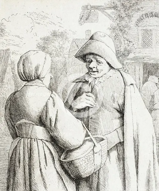 Man and Woman Conversing, c1673. Creator: Adriaen van Ostade.