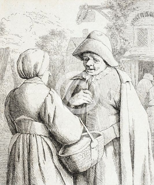 Man and Woman Conversing, c1673. Creator: Adriaen van Ostade.