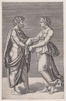 Man and Woman Holding Hands, 1516-17. Creator: Agostino Veneziano