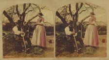 Man and woman in the garden, about 1865. Creator: London Stereoscopic & Photographic Co