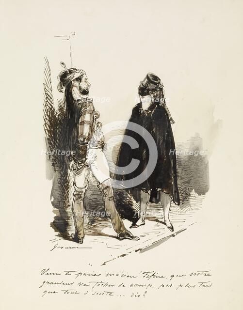 Man and woman in Masquerade costumes, 1804-1866. Creator: Paul Gavarni.