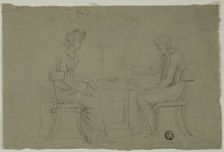 Man and Woman Seated at Table, n.d. Creator: Unknown