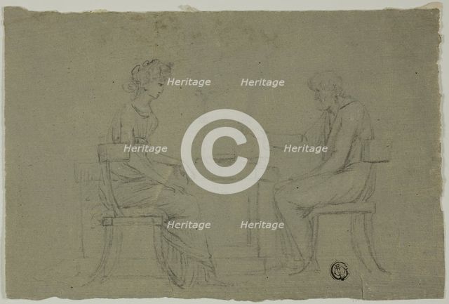 Man and Woman Seated at Table, n.d. Creator: Unknown.