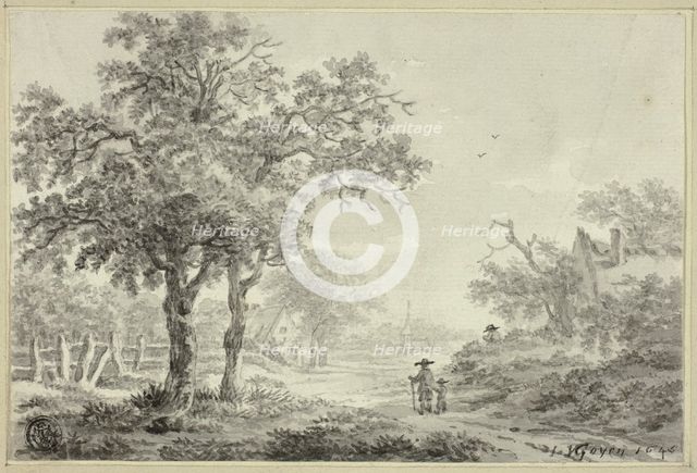 Man and Boy Walking Down Village Road, n.d. Creators: Jan van Goyen, Paulus van Liender.