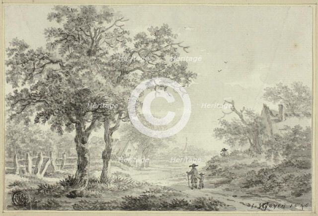 Man and Boy Walking Down Village Road, n.d. Creators: Jan van Goyen, Paulus van Liender.