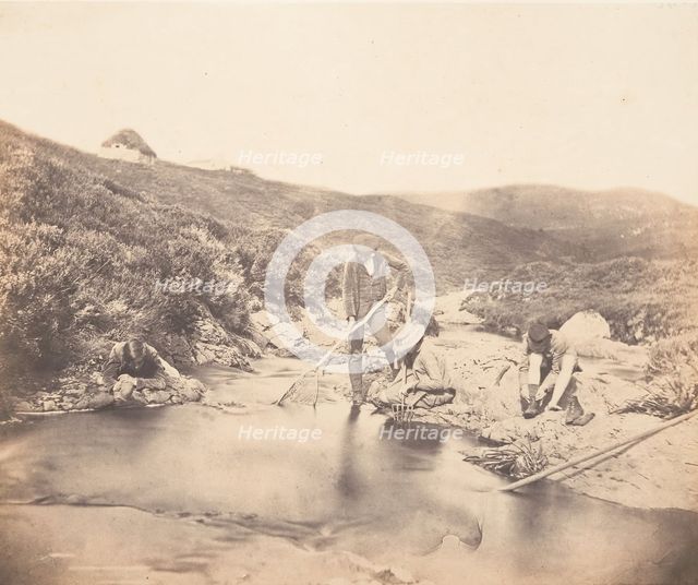 Man and Boys Fishing, ca. 1856-59. Creator: Horatio Ross.