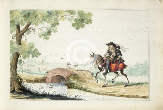Man and masked woman on horseback, 1660. Creator: Gesina ter Borch.