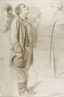 Man Being Examined-Study for "Drawing for the Militia" & verso Study of Robert The Bruce, 1849. Creator: John Phillip