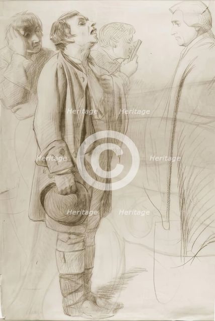 Man Being Examined-Study for "Drawing for the Militia" & verso Study of Robert The Bruce, 1849. Creator: John Phillip.