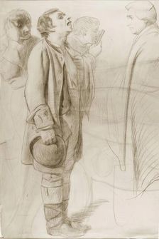 Man Being Examined-Study for "Drawing for the Militia" & verso Study of Robert The Bruce, 1849. Creator: John Phillip