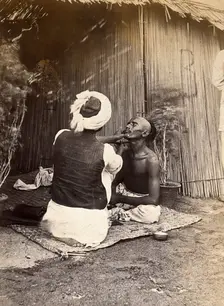 Man being shaved in one of the hospital camps, during the outbreak of bubonic plague..., 1897. Creator: Unknown