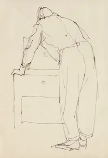 Man bending over, c1950. Creator: Shirley Markham