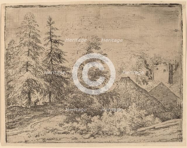 Man between Two Fir Trees, probably c. 1645/1656. Creator: Allart van Everdingen.