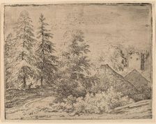 Man between Two Fir Trees, probably c. 1645/1656. Creator: Allart van Everdingen