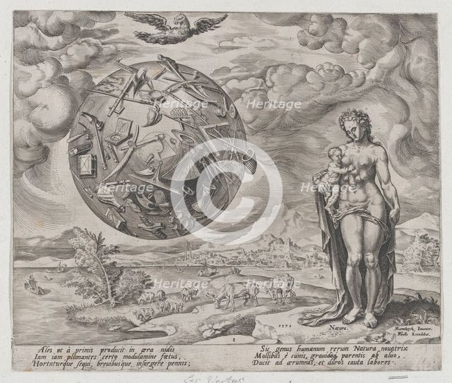 Man Born to Toil, from The Reward of Labour and Diligence, plate 1, 1572., 1572. Creator: Philip Galle.