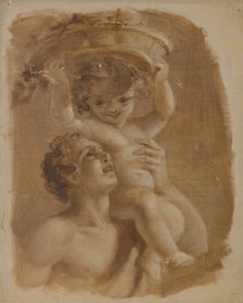 Man carrying a child on his left shoulder, c1823-1873. Creator: Edmund Thomas Parris