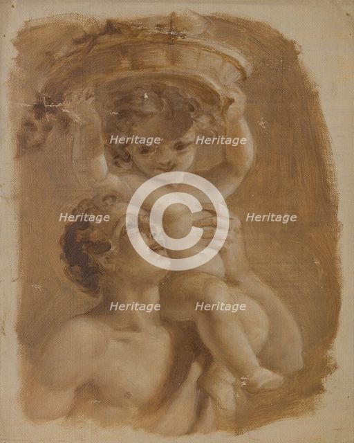 Man carrying a child on his left shoulder, c1823-1873. Creator: Edmund Thomas Parris.
