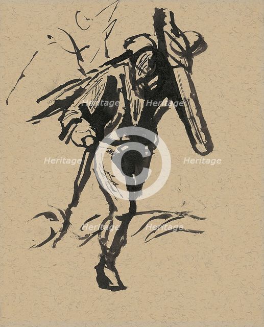Man carrying a cross, 1940-1944. Creator: Ján Novák.