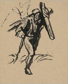 Man carrying a cross, 1940-1944. Creator: Ján Novák