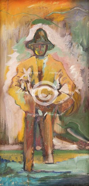 Man Carrying a Deer, 1930-1935. Creator: Arnold Peter Weisz-Kubincan.