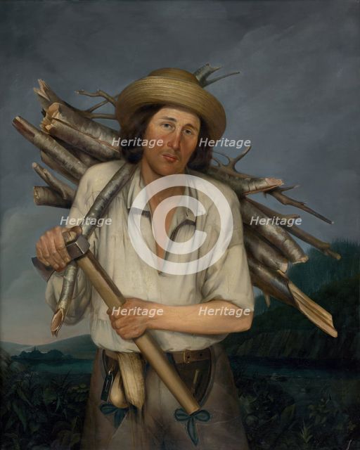 Man carrying a load of wood, 1855-1860. Creator: Anton Stadler.