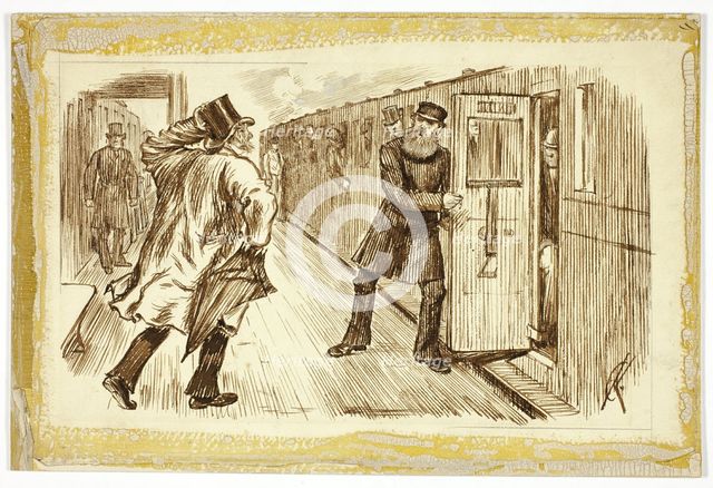 Man Catching Train, 1843-1891.  Creator: Charles Samuel Keene.