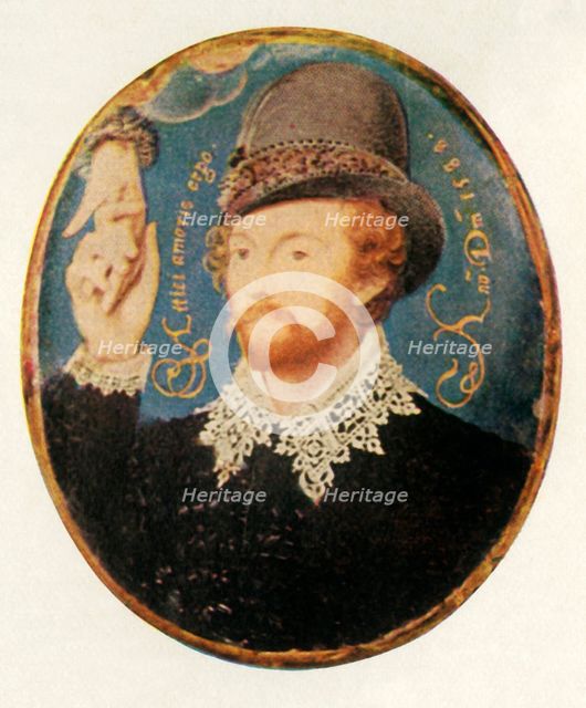 'Man Clasping a Hand from a Cloud', 1588, (1947). Creator: Unknown.