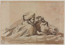 Man Clutching a Horse in Water, after Poussin's "Deluge" (recto); Compositional Study?(verso), c. 18 Creator: Théodore Géricault (French, 1791-1824)