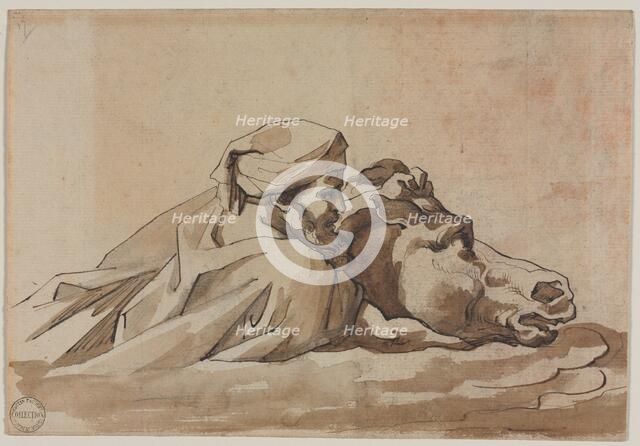 Man Clutching a Horse in Water, after Poussin's "Deluge" (recto); Compositional Study?(verso), c. 18 Creator: Théodore Géricault (French, 1791-1824).
