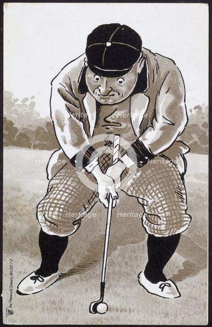 Man concentrating hard on golf putt, c1930s. Creator: Unknown.