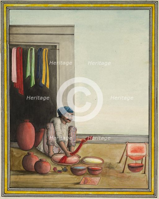 Man Dyeing Cloth, early 1830's. Creator: Unknown.