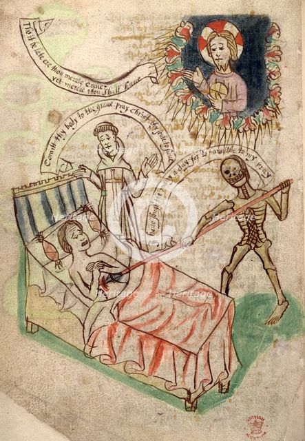 Man dying of the plague, 14th-15th century. Creator: Unknown.