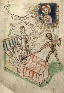 Man dying of the plague, 14th-15th century. Creator: Unknown