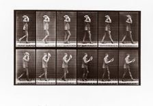Man doffing his boater, Plate 44 from Animal Locomotion, 1887 (photograph)