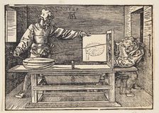 Man Drawing a Lute, 1525. Creator: Dürer, Albrecht (1471-1528)