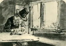 Man drawing at window, mid 17th century, (1943). Creator: Rembrandt Harmensz van Rijn